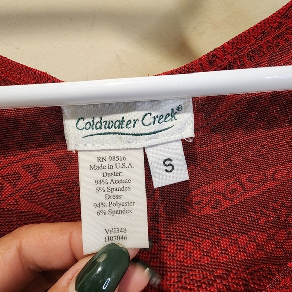 Coldwater Creek Women's Red Long Sleevesless Duster Tunic Size S - Picture 5 of 10